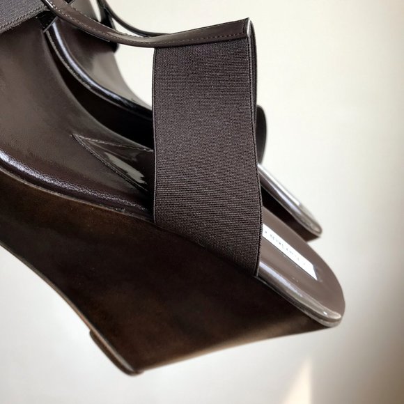 NEW Charles David Dark Brown Wedge Sandals 10M - Picture 1 of 14